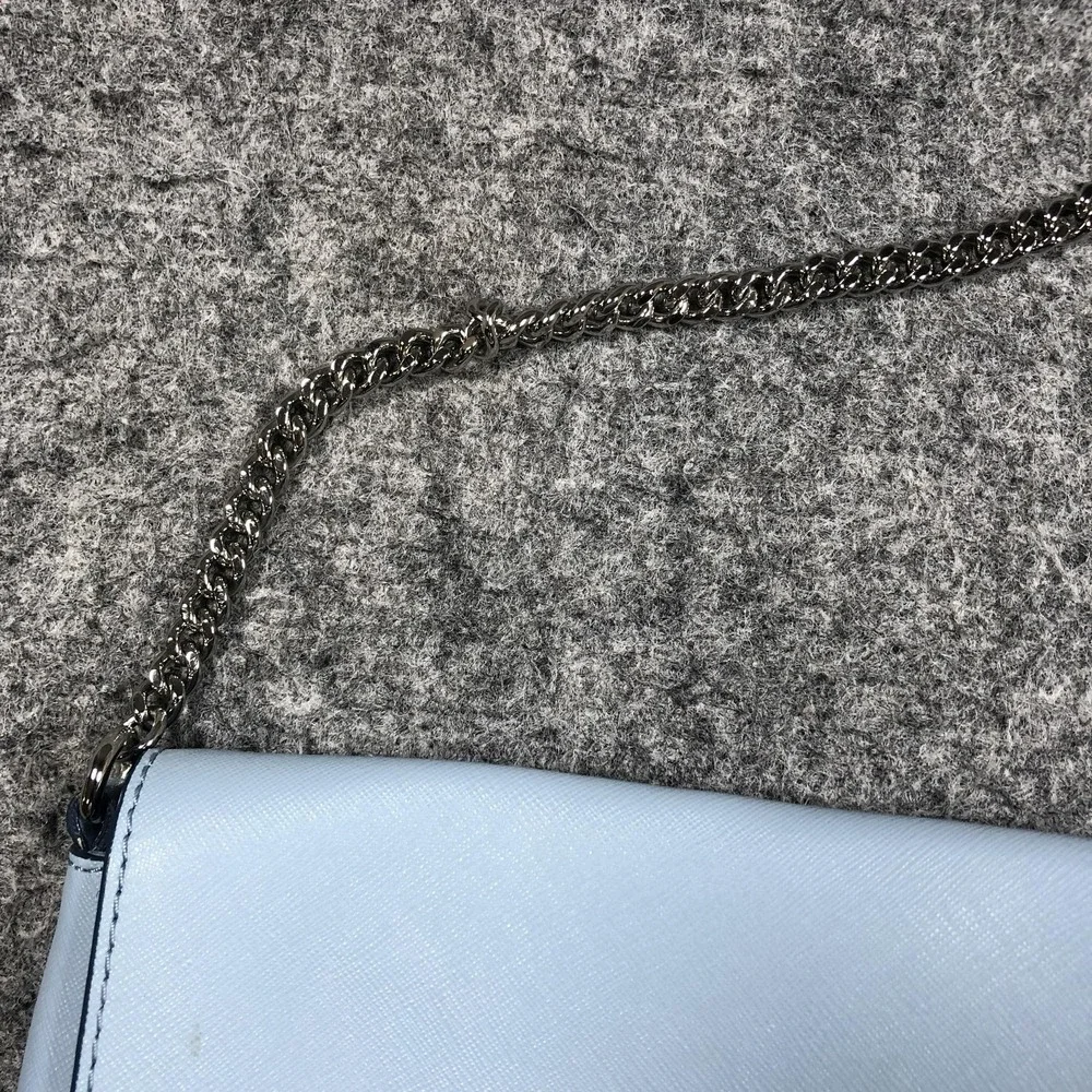 Kate Spade Crossbody Bag Womens Small Light Blue Leather Chain Strap Purse
